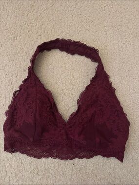 Hollister Lace Halter Bralette in Burgundy